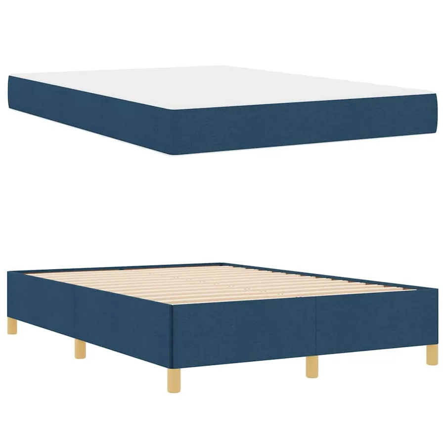 Cadre de lit avec matelas Bleu 140 x 190 cm tissu - 6