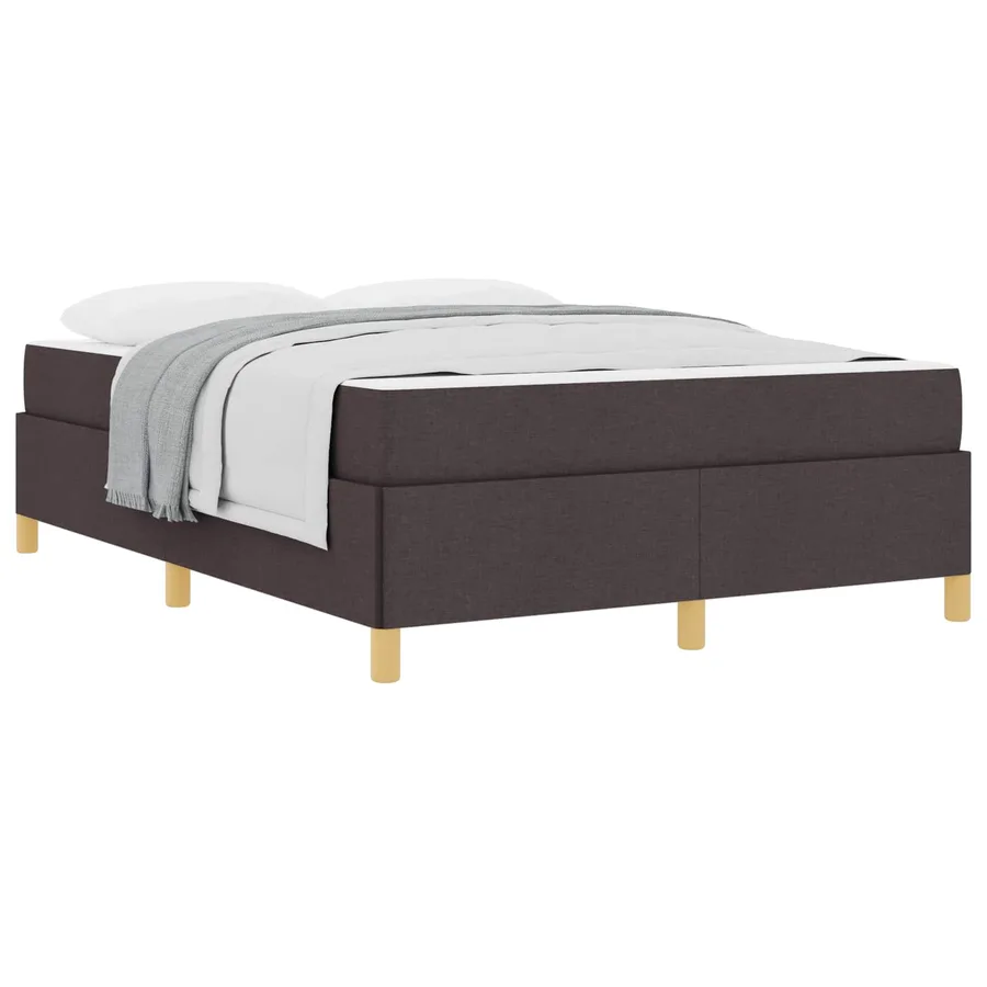 Cadre de lit avec matelas Marron foncé 140 x 190 cm tissu - 2