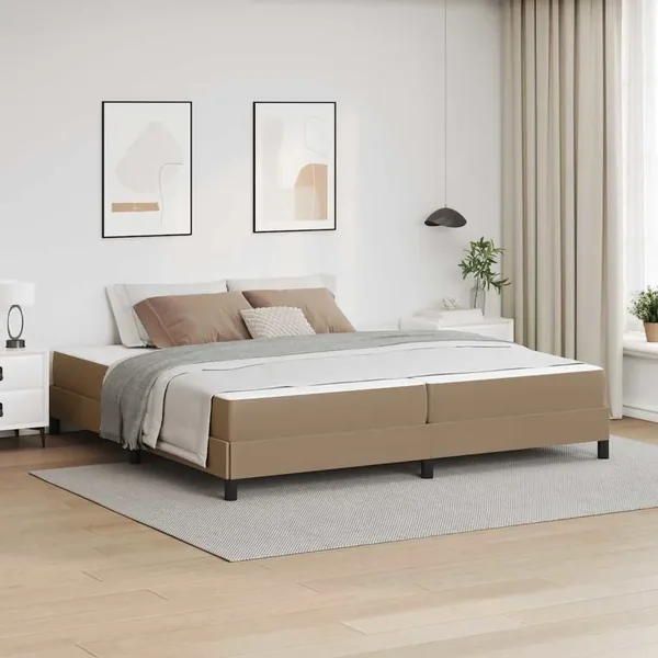 Cadre de lit avec matelas Cappuccino 200 x 200 cm tissu