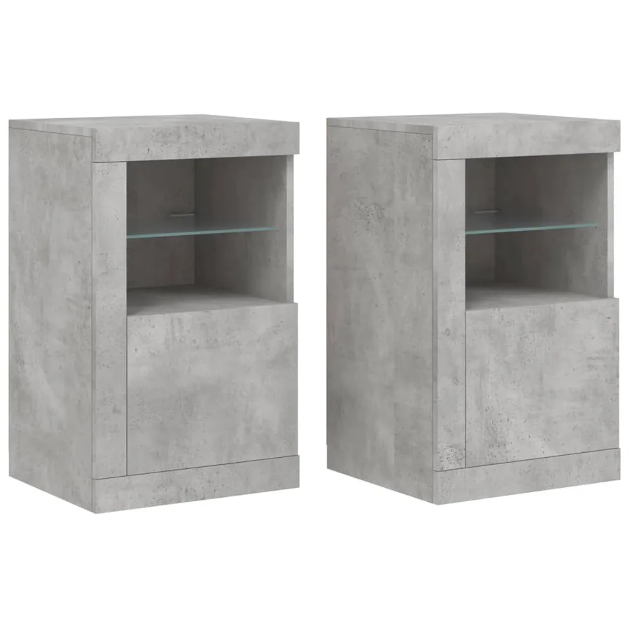 Armoires latérales et lumières LED 2 pcs gris béton - 2
