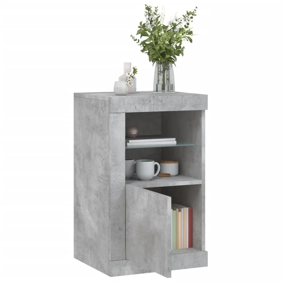 Armoires latérales et lumières LED 2 pcs gris béton - 4