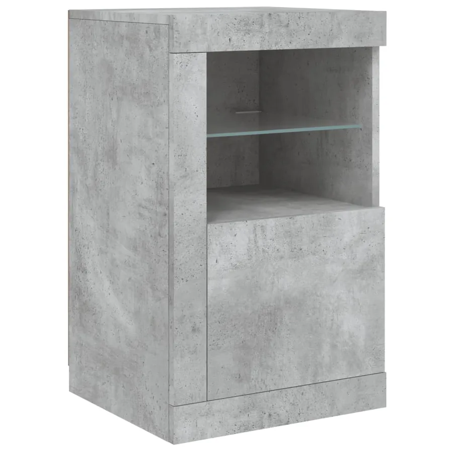 Armoires latérales et lumières LED 2 pcs gris béton - 6