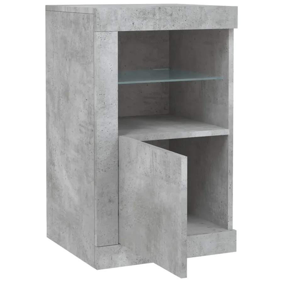 Armoires latérales et lumières LED 2 pcs gris béton - 7