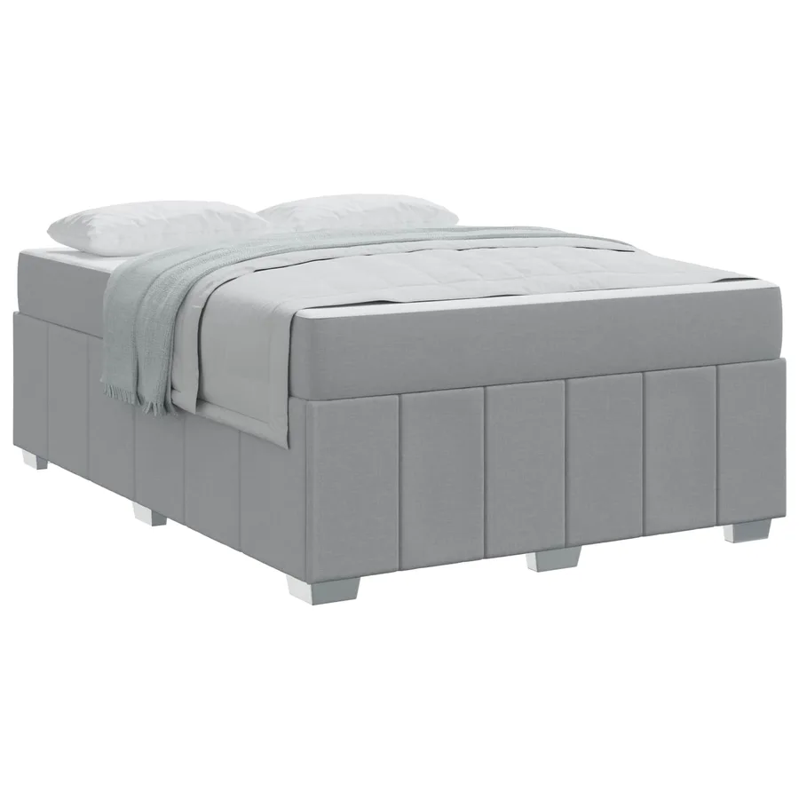 Cadre de lit avec matelas Gris clair 140 x 200 cm tissu - 2
