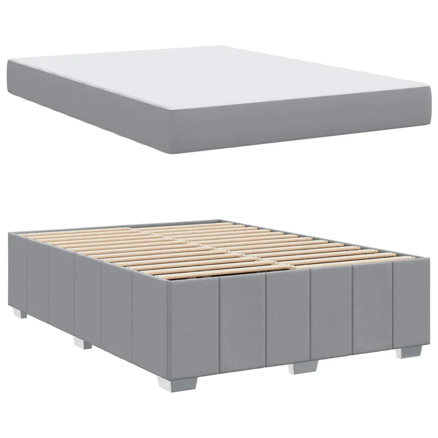 Cadre de lit avec matelas Gris clair 140 x 200 cm tissu - 5