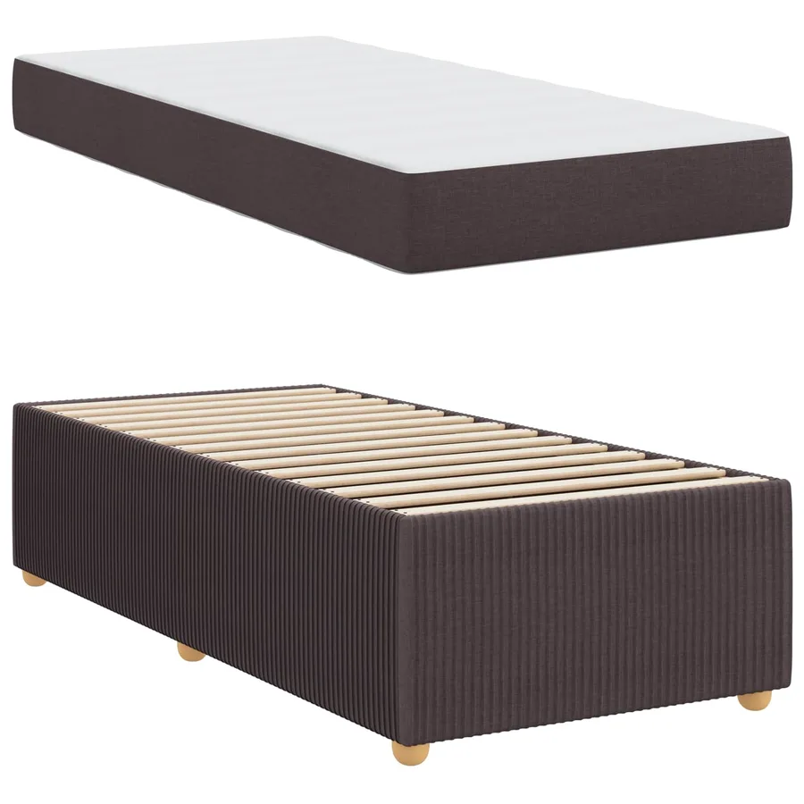 Cadre de lit avec matelas Marron foncé 80 x 200 cm tissu - 5