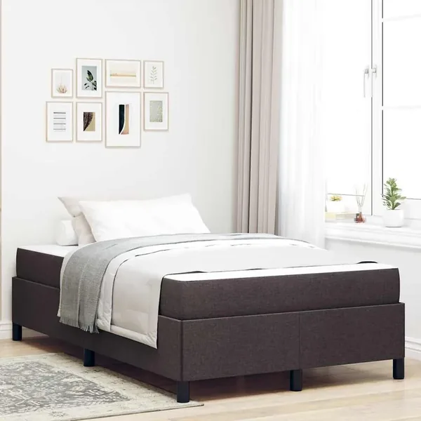 Lit à ressorts Marron foncé 120 x 200 cm tissu