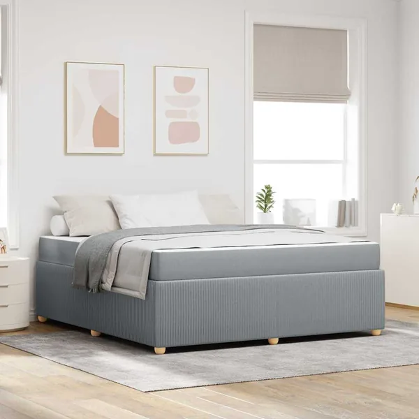 Cadre de lit avec matelas Gris clair 180 x 200 cm tissu