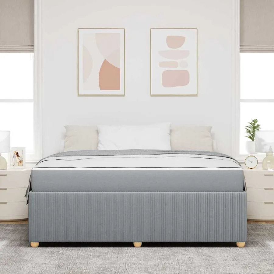 Cadre de lit avec matelas Gris clair 180 x 200 cm tissu - 3