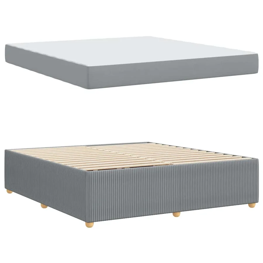 Cadre de lit avec matelas Gris clair 180 x 200 cm tissu - 4