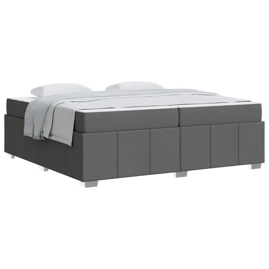 Cadre de lit avec matelas Gris foncé 200 x 200 cm tissu - 2