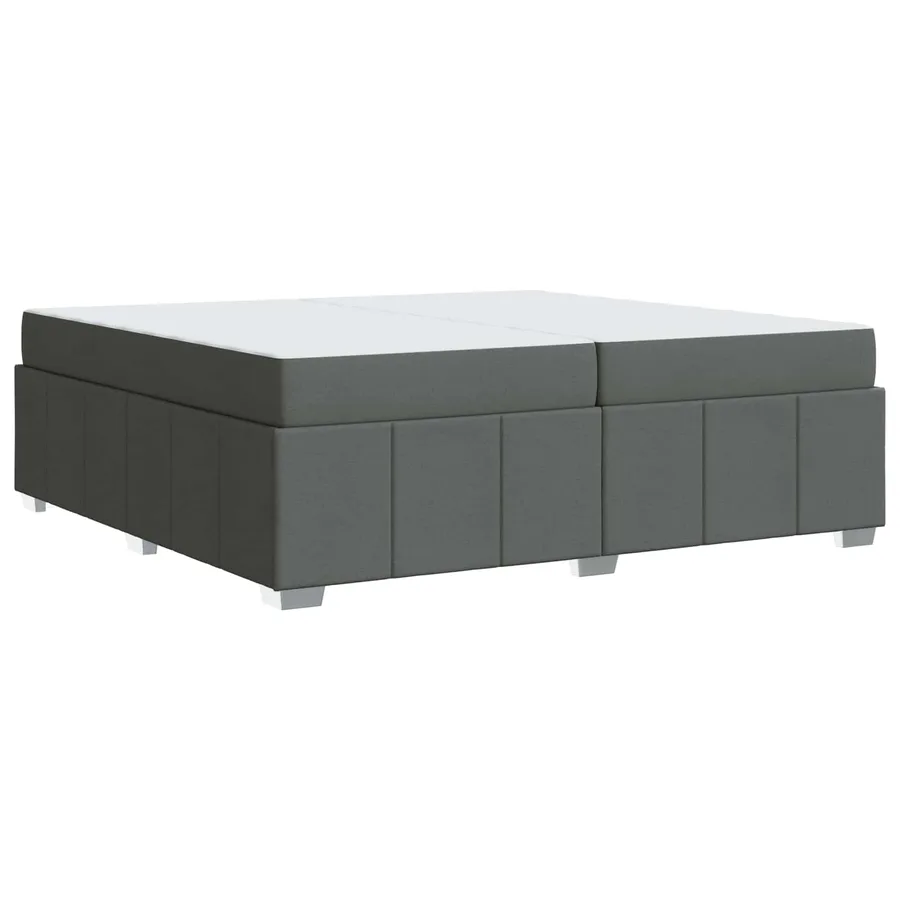 Cadre de lit avec matelas Gris foncé 200 x 200 cm tissu - 4