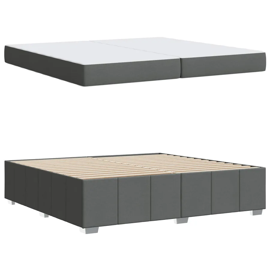 Cadre de lit avec matelas Gris foncé 200 x 200 cm tissu - 5