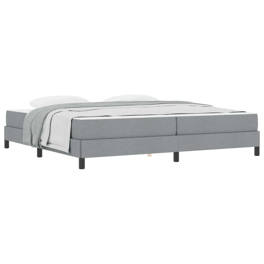 Lit à ressorts avec matelas Gris clair 200 x 200 cm tissu - 2