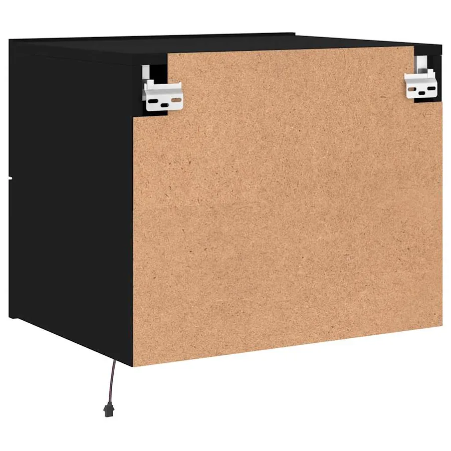 Tables de chevet murales avec lumières LED 2 pcs noir - 10