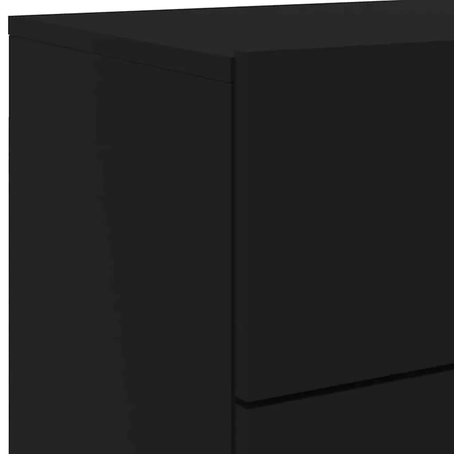 Tables de chevet murales avec lumières LED 2 pcs noir - 11