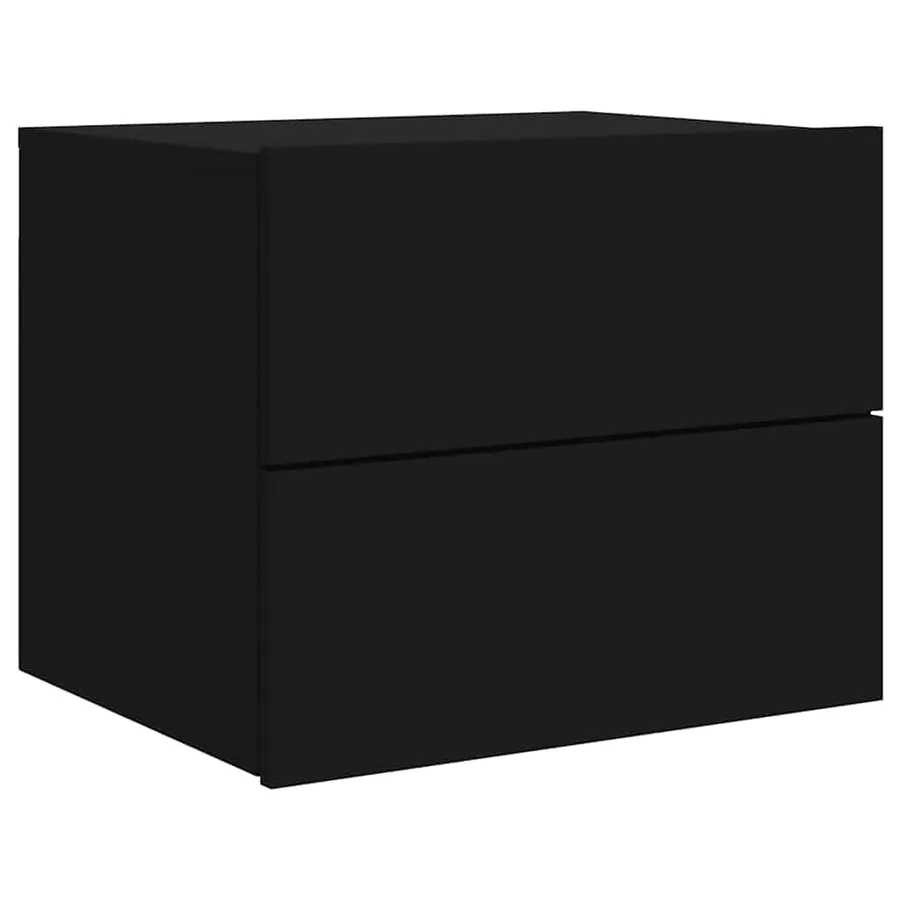 Tables de chevet murales avec lumières LED 2 pcs noir - 6