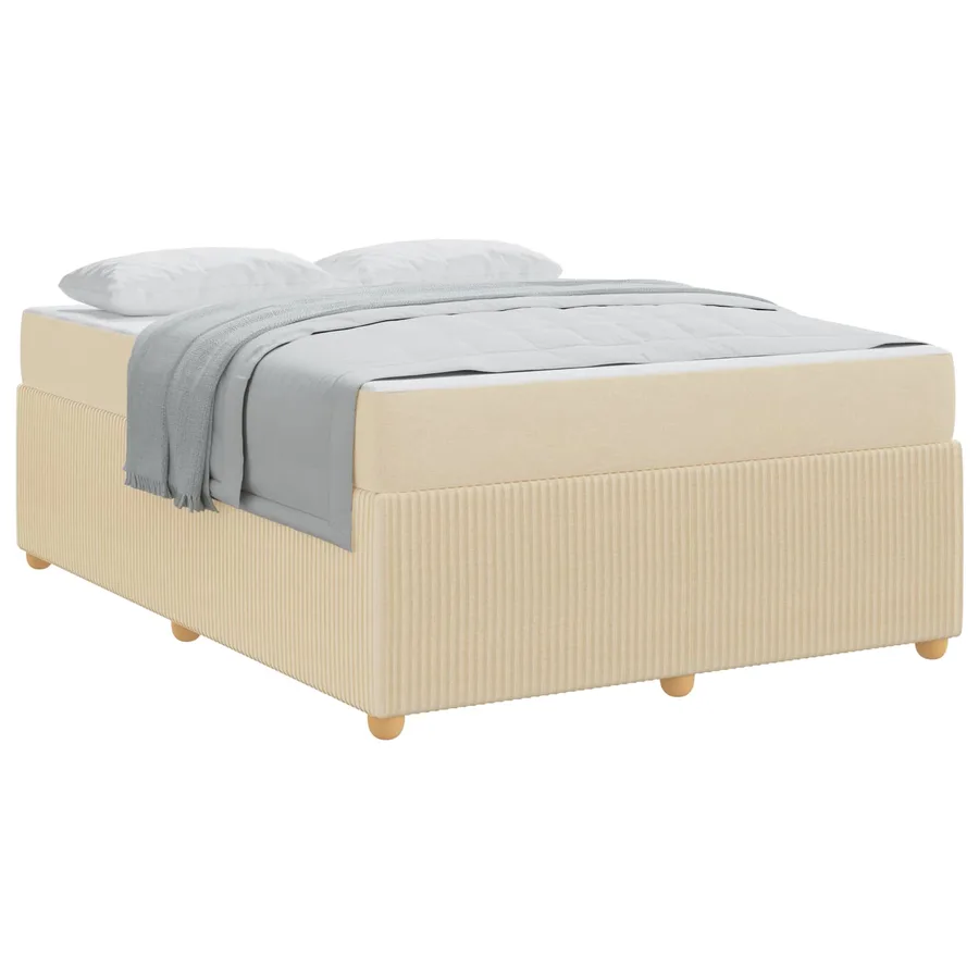 Cadre de lit avec matelas Crème 140 x 200 cm tissu - 2
