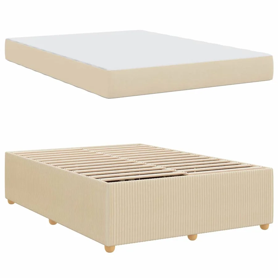 Cadre de lit avec matelas Crème 140 x 200 cm tissu - 4