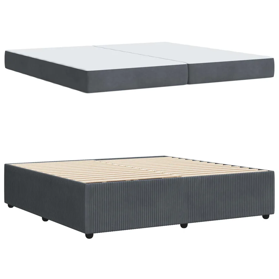 Cadre de lit avec matelas Gris foncé 200 x 200 cm tissu - 4