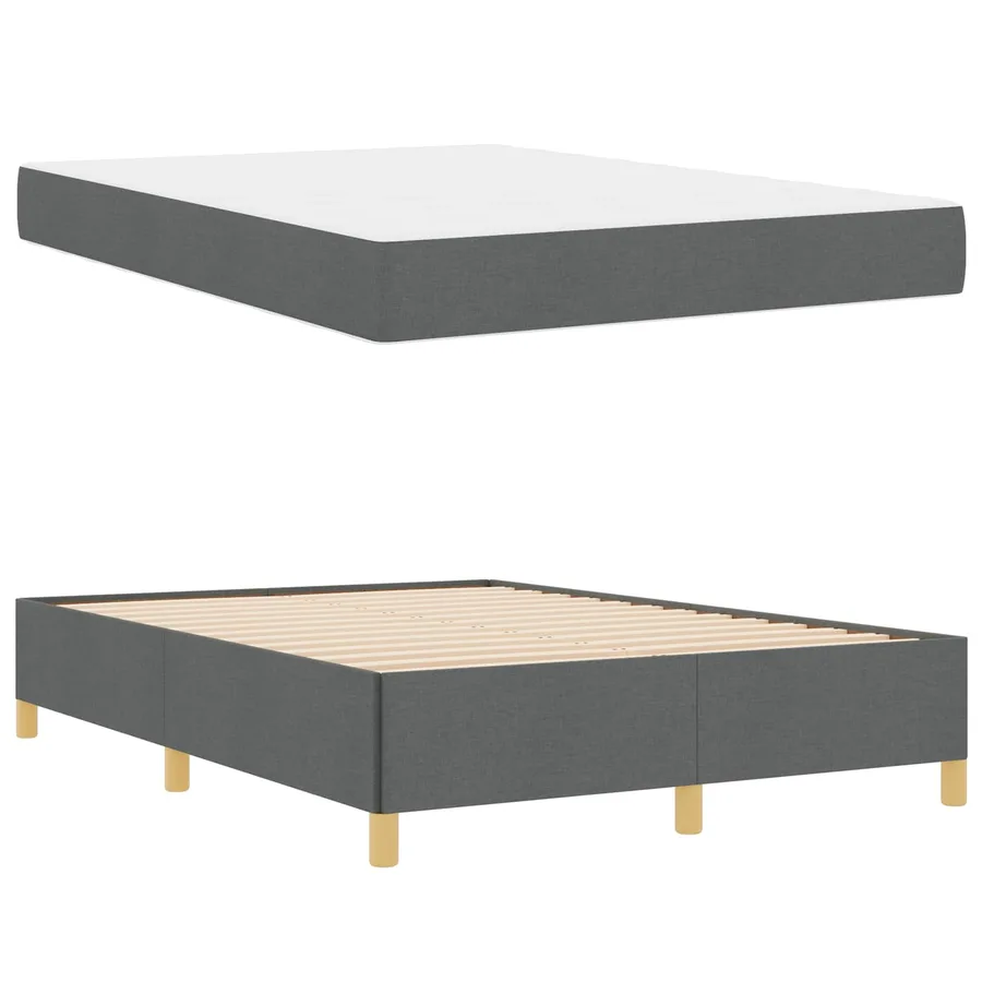 Cadre de lit avec matelas Gris foncé 140 x 190 cm tissu - 5
