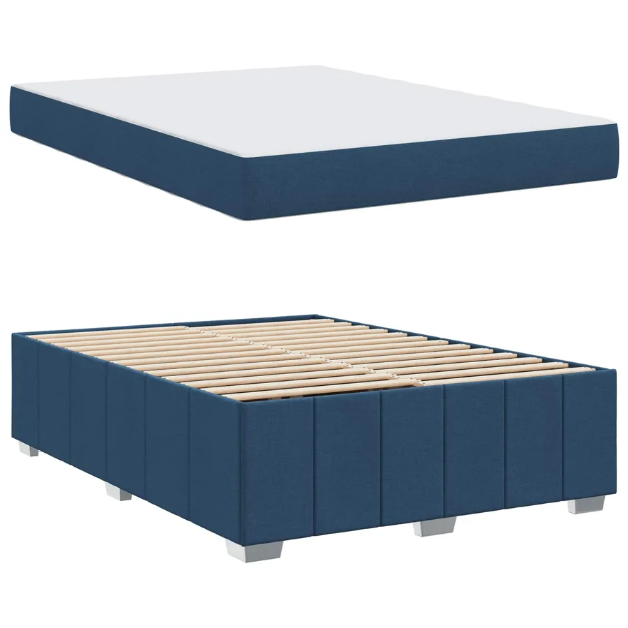 Cadre de lit avec matelas Bleu 160 x 200 cm tissu - 5