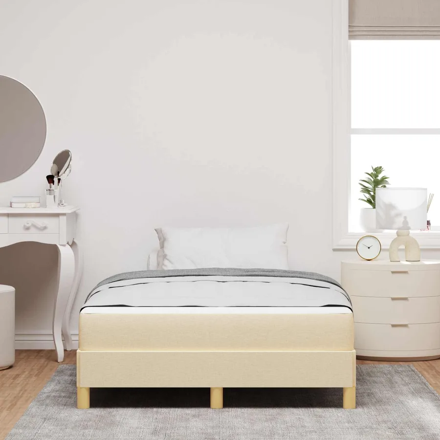 Lit à ressorts avec matelas Crème 120 x 200 cm tissu - 4
