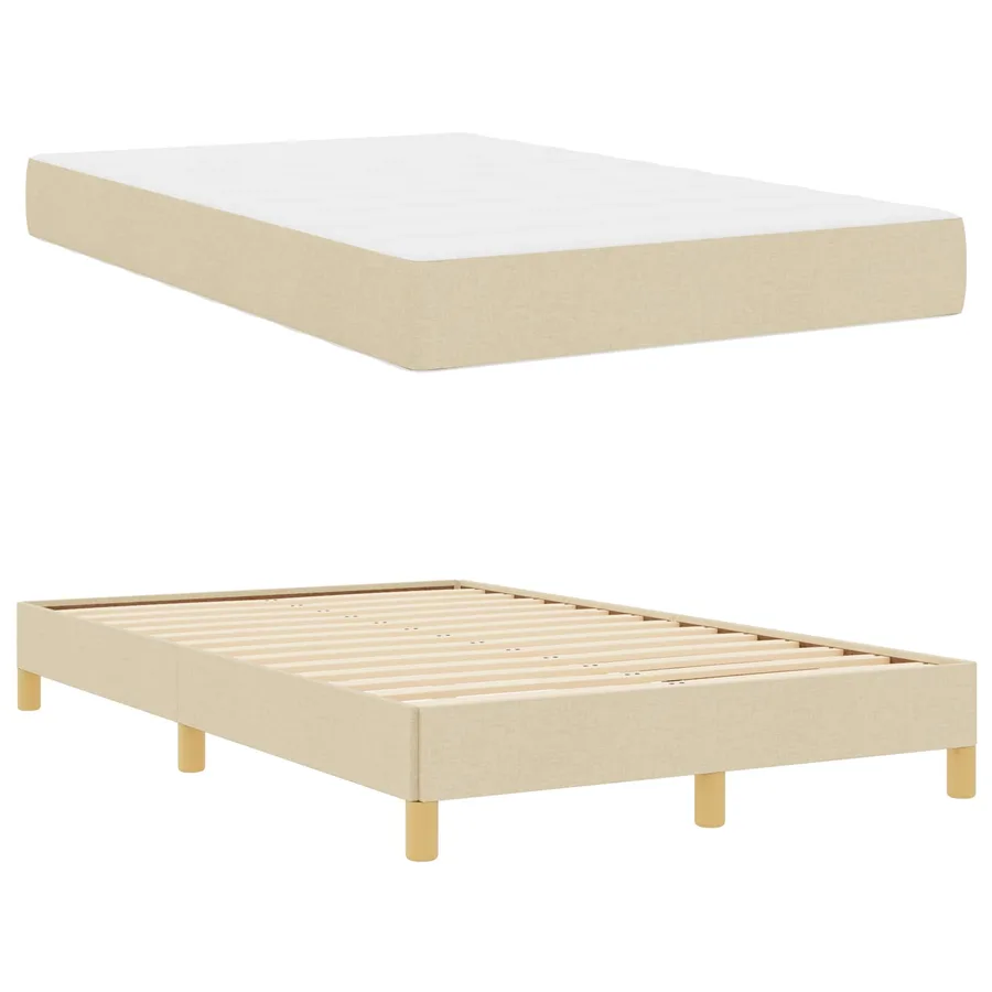Lit à ressorts avec matelas Crème 120 x 200 cm tissu - 5