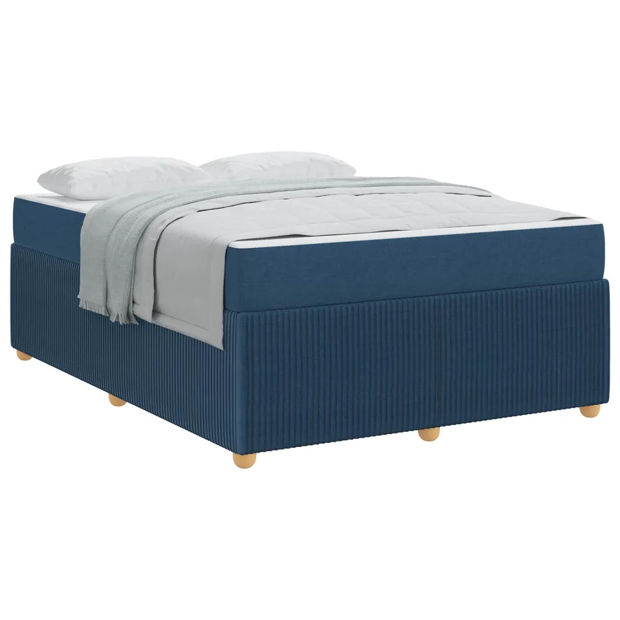 Cadre de lit avec matelas Bleu 160 x 200 cm tissu - 2