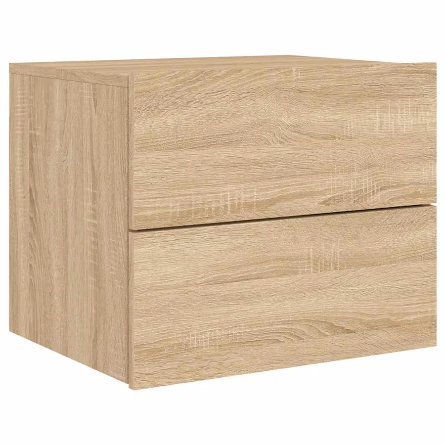 Tables de chevet murales avec lumières LED 2 pcs chêne sonoma - 6