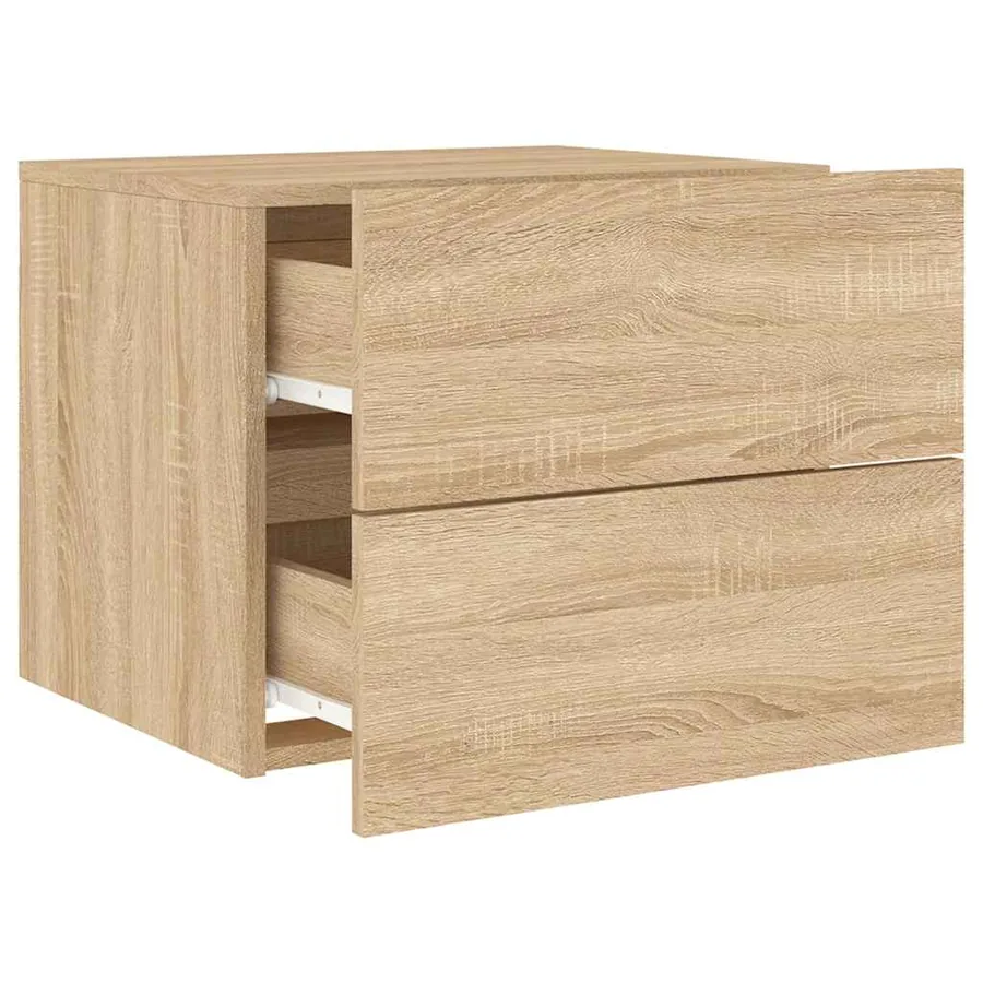Tables de chevet murales avec lumières LED 2 pcs chêne sonoma - 7