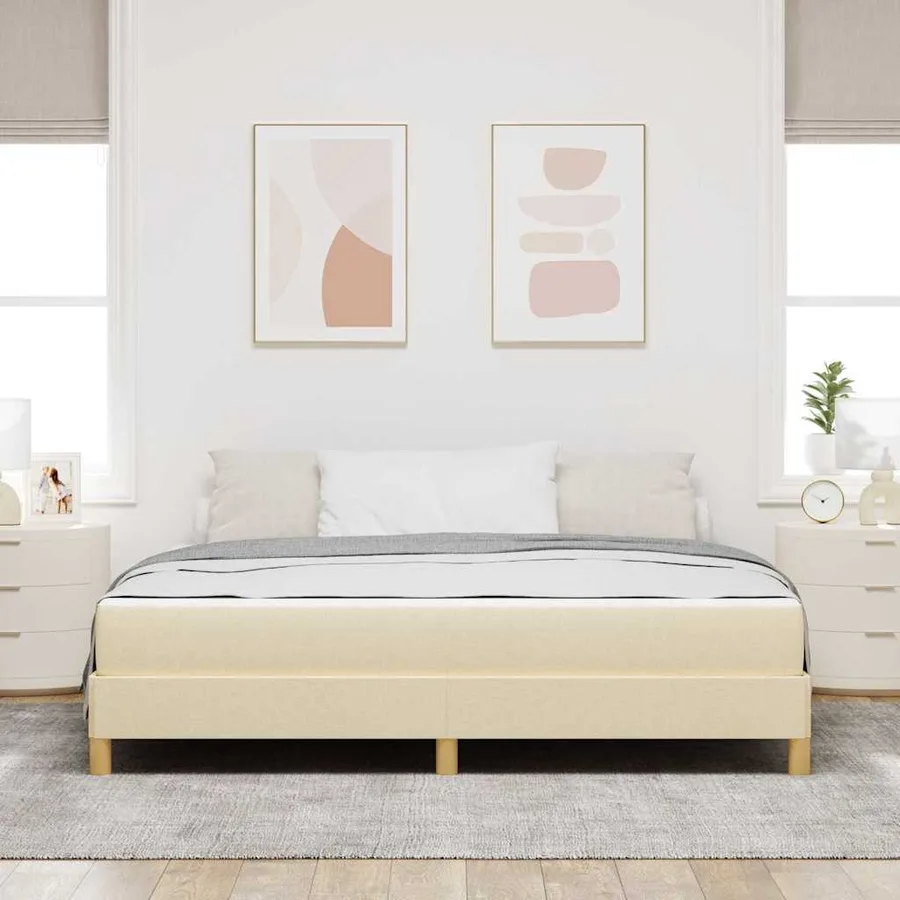 Lit à ressorts avec matelas Crème 180 x 200 cm tissu - 3
