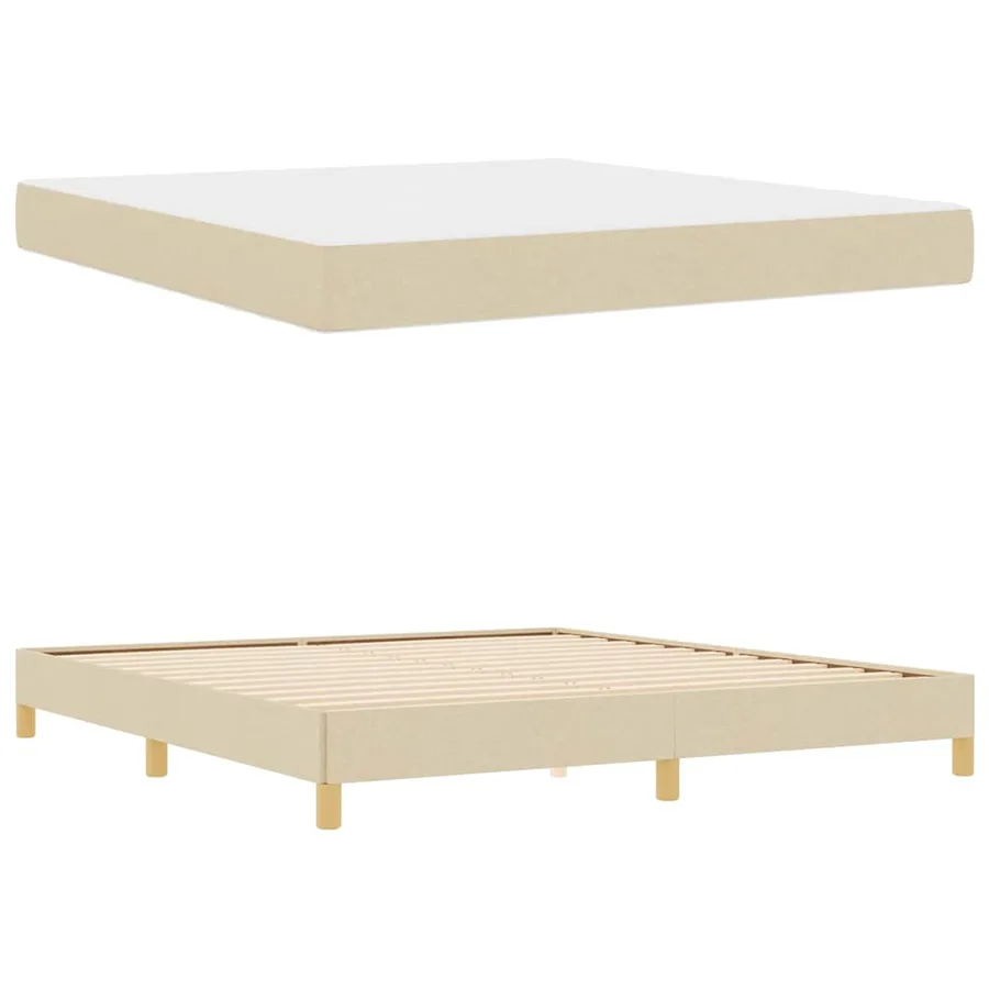 Lit à ressorts avec matelas Crème 180 x 200 cm tissu - 6