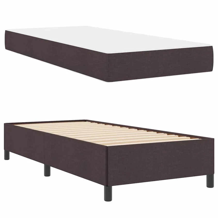 Lit à ressorts Marron foncé 100 x 200 cm tissu - 6