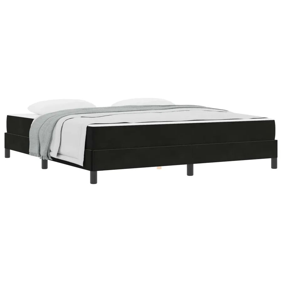 Lit à ressorts avec matelas Noir 180 x 220 cm tissu - 2