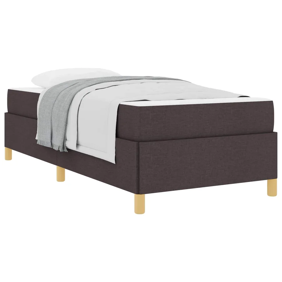 Cadre de lit avec matelas Marron foncé 100 x 200 cm tissu - 2