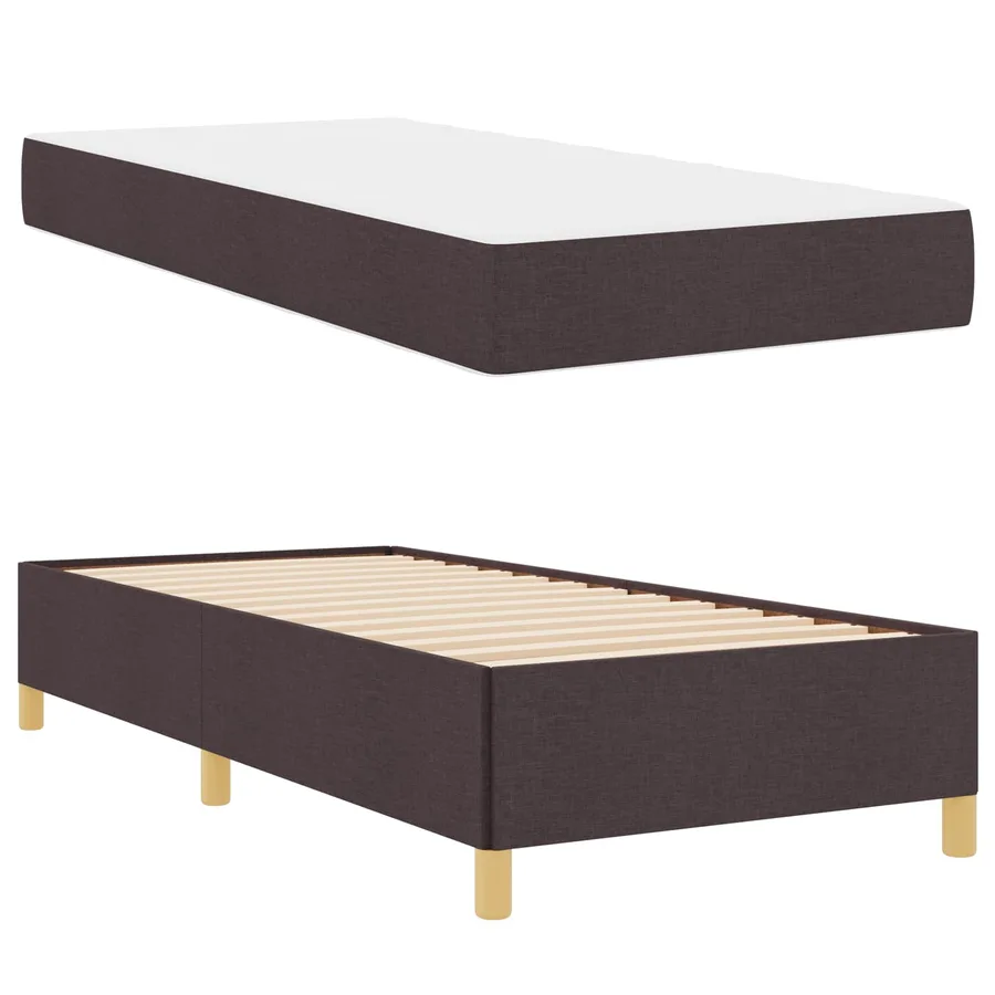 Cadre de lit avec matelas Marron foncé 100 x 200 cm tissu - 5