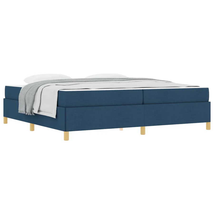 Cadre de lit avec matelas Bleu 200 x 200 cm tissu - 2