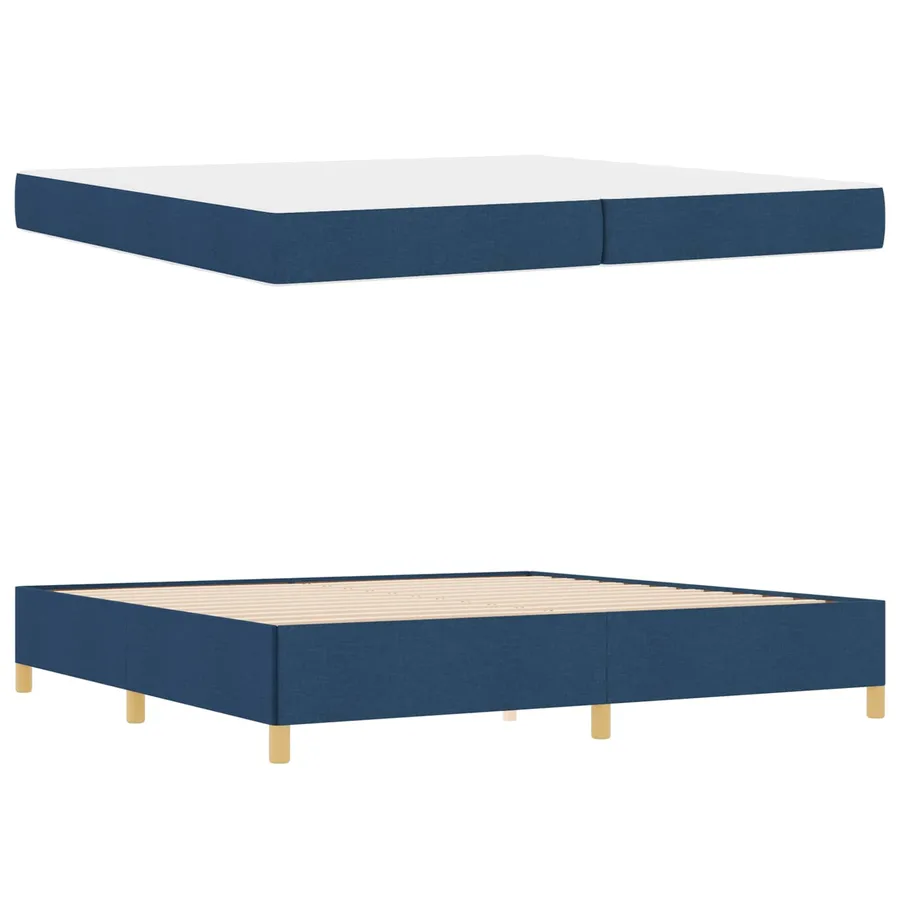 Cadre de lit avec matelas Bleu 200 x 200 cm tissu - 5