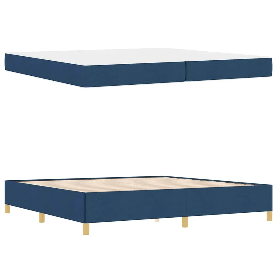 Cadre de lit avec matelas Bleu 200 x 200 cm tissu - 6