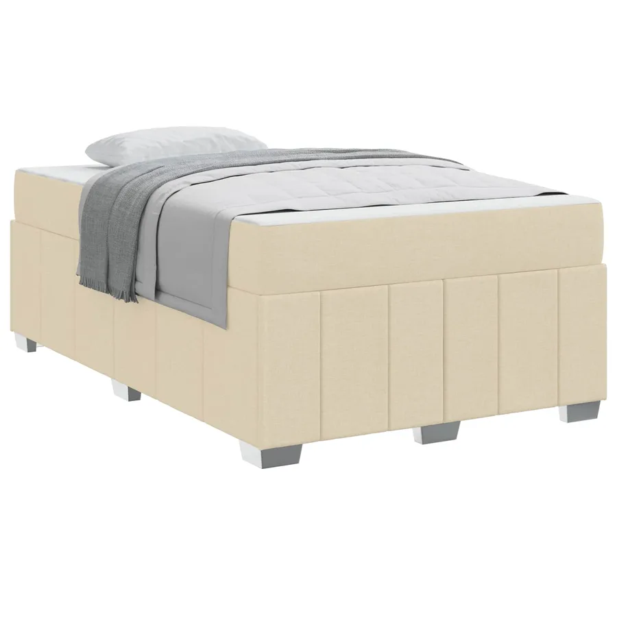 Cadre de lit avec matelas Crème 120 x 200 cm tissu - 2