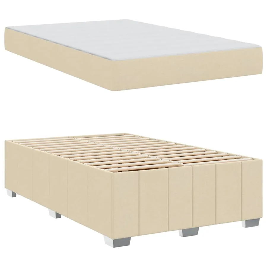 Cadre de lit avec matelas Crème 120 x 200 cm tissu - 6