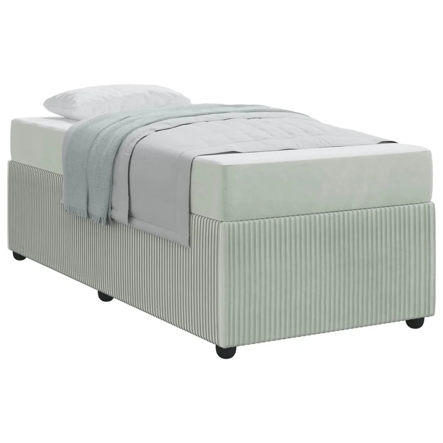 Cadre de lit avec matelas Gris clair 100 x 200 cm tissu - 3