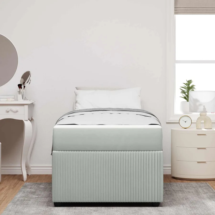 Cadre de lit avec matelas Gris clair 100 x 200 cm tissu - 4