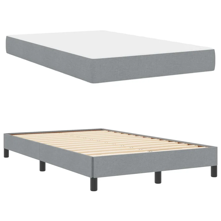 Lit à ressorts avec matelas Gris clair 120 x 200 cm tissu - 5