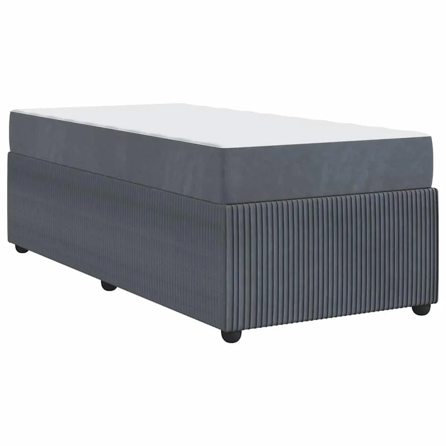 Cadre de lit avec matelas Gris foncé 90 x 200 cm tissu - 7