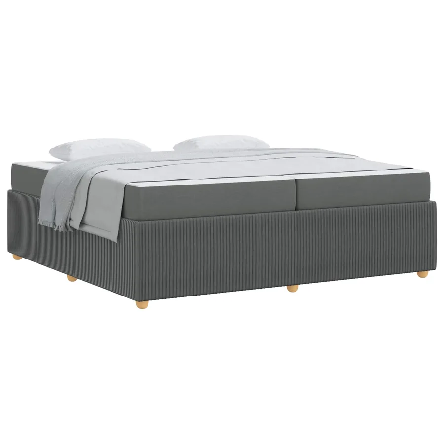 Cadre de lit avec matelas Gris foncé 200 x 200 cm tissu - 2