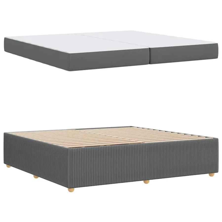 Cadre de lit avec matelas Gris foncé 200 x 200 cm tissu - 4
