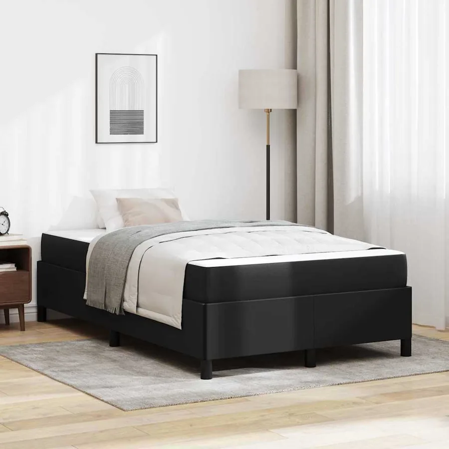 Cadre de lit avec matelas Noir 120 x 200 cm tissu
