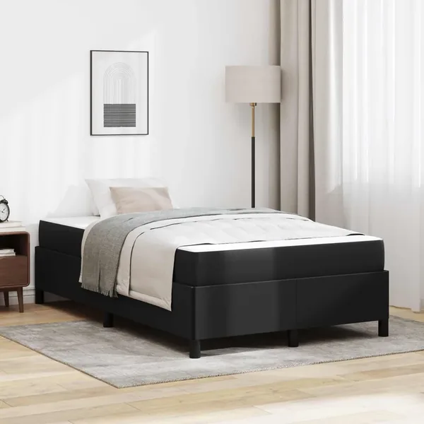 Cadre de lit avec matelas Noir 120 x 190 cm tissu